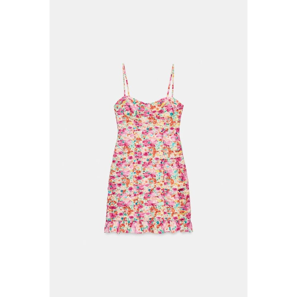 Zara Floral Draped Corset Mini Dress M NWT Sold Out